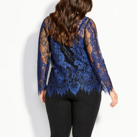 City Chic Black and Blue Lace Top. New With Tags. - Picture 2 of 9